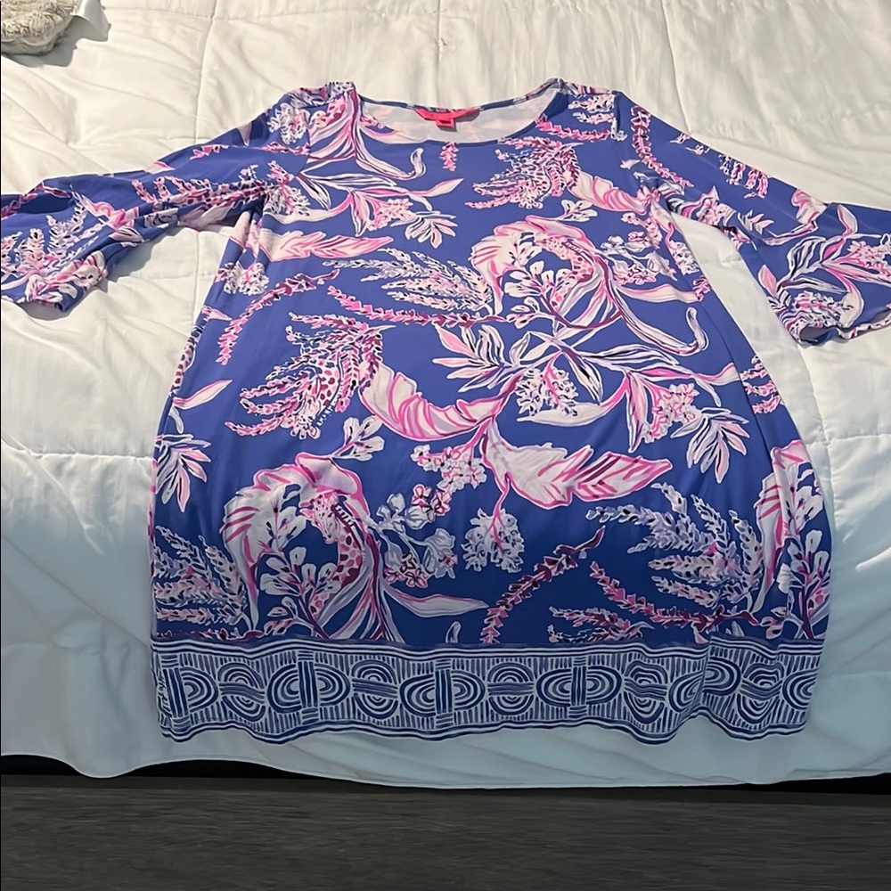 Lilly Pulitzer Floral Print Dress in Blue, Purple, and Pink